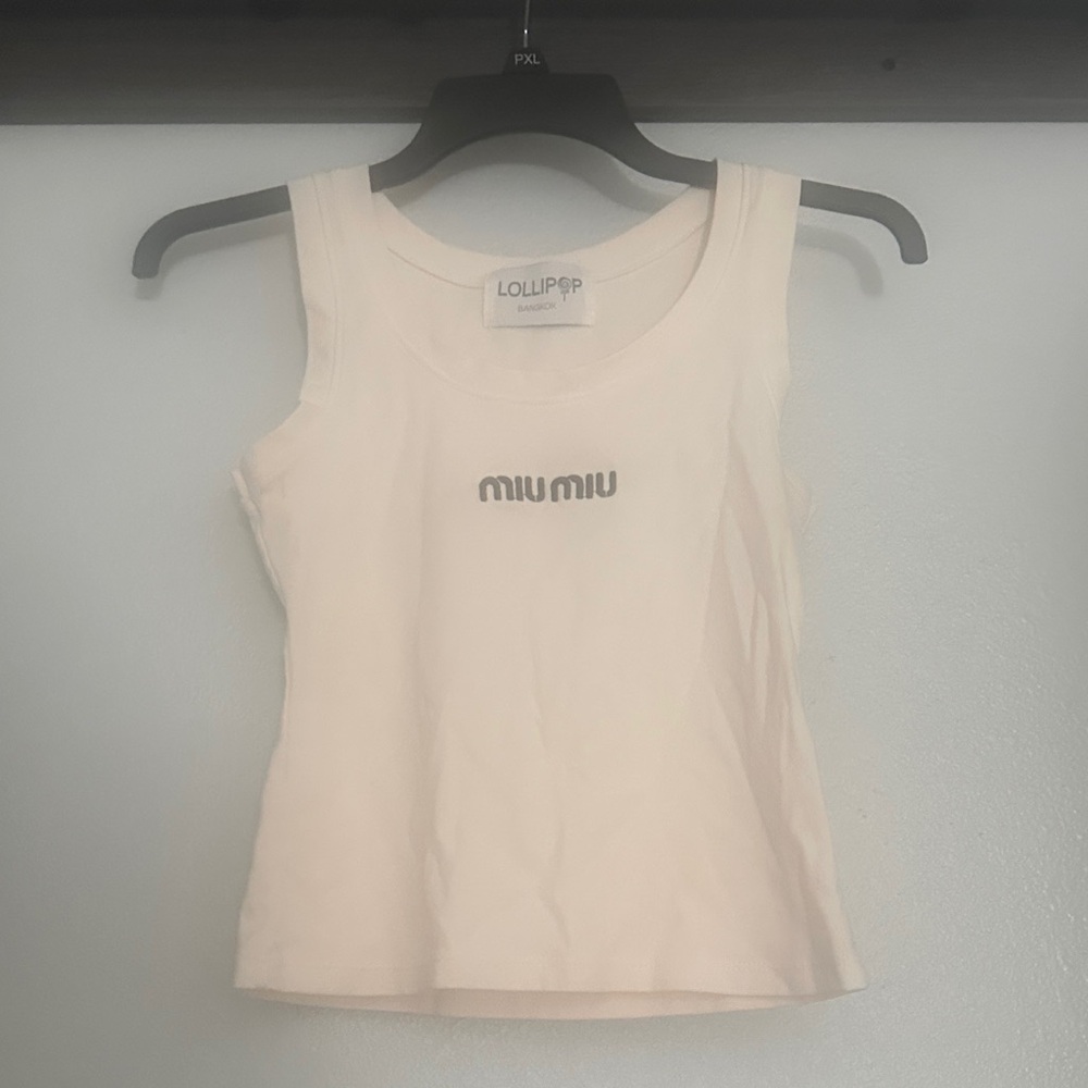 Miu Miu Soft White Tank Top in euc